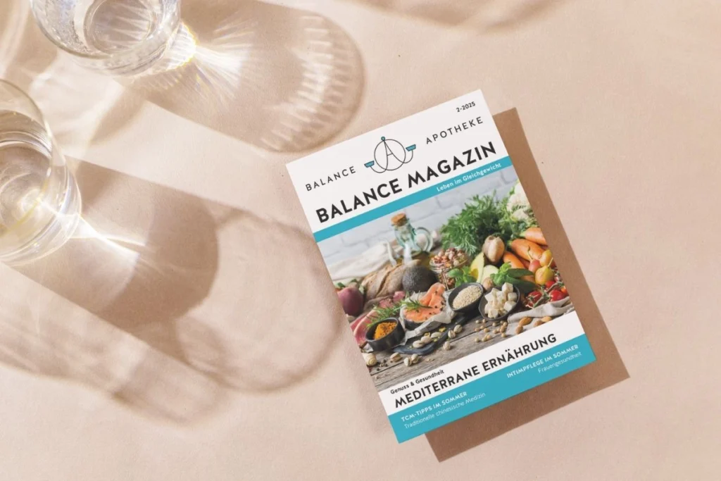 Mockup des Balance Magazins Ausgabe 2-2025 zum Thema Mediterrane Ernährung